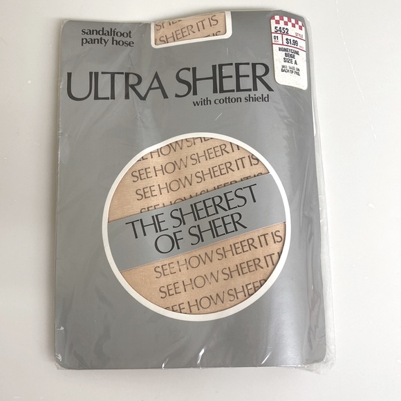 Vintage Ultra Sheer Beige Sandal-foot Pantyhose new in package SzA 115-135 lbs - Picture 7 of 7